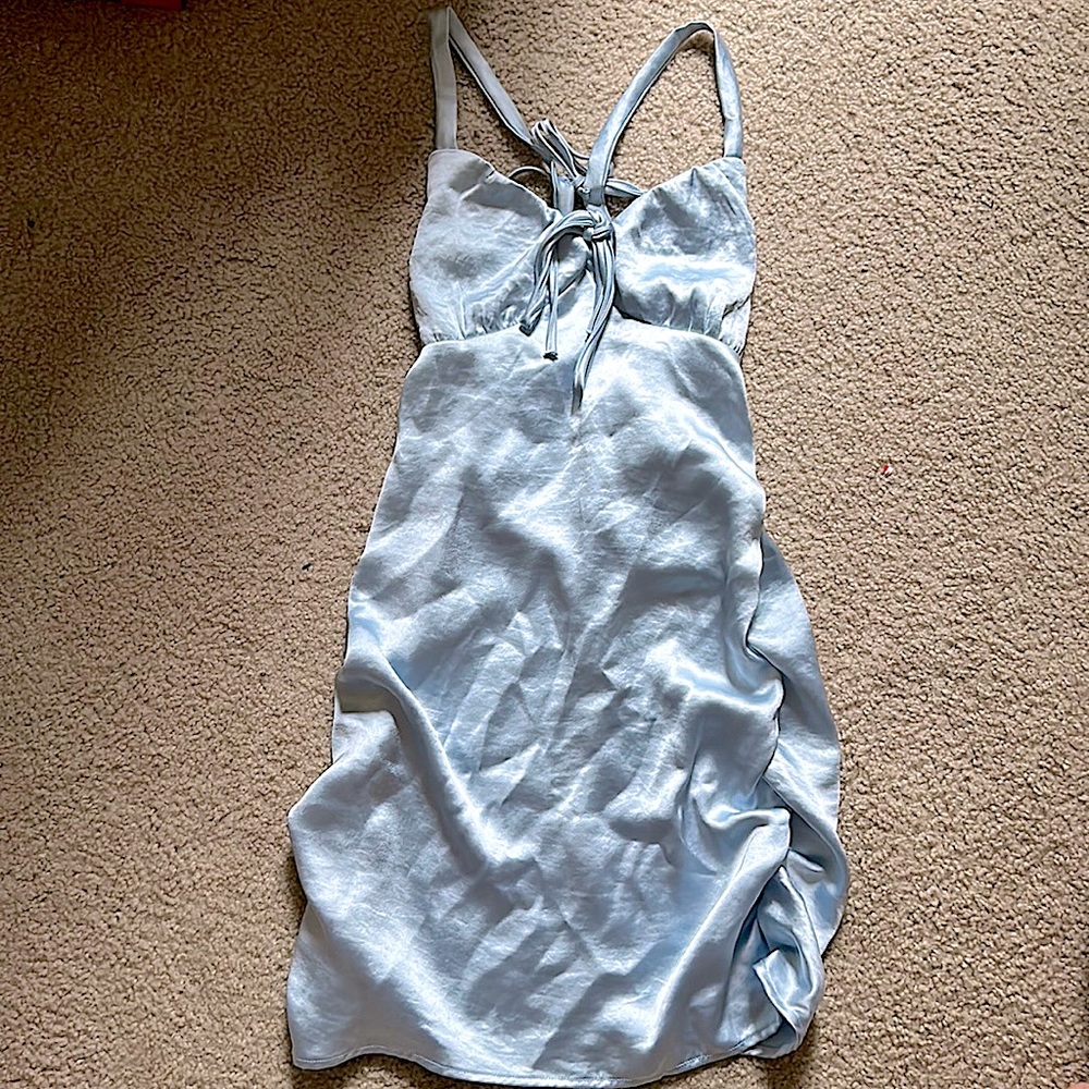 Kendall and Kylie Light Blue Silk Dress in a Size Small